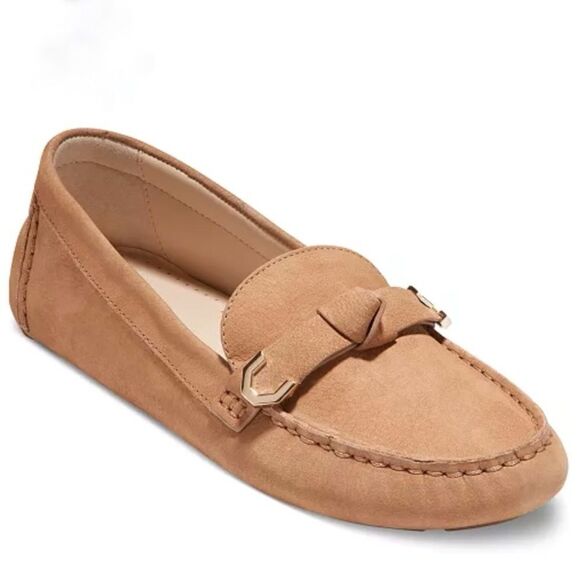 NEW Cole Haan Evelyn Bow Driver Loafers in Size 6 Color Birch Beige - Picture 1 of 12